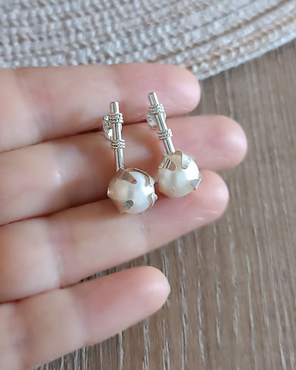 Aretes en plata ley 950 con perla Alma