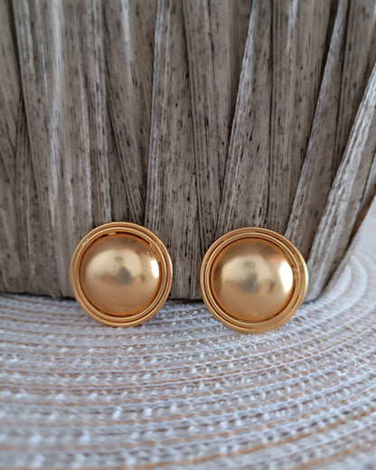 Aretes Topos doble circulo listo dorado mate 3cm