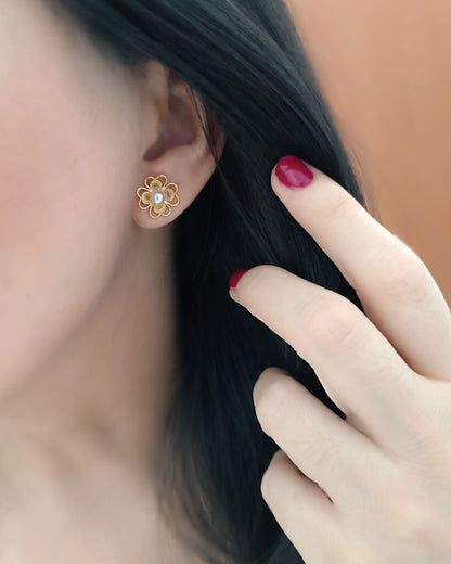 Topos mini trébol con perla
