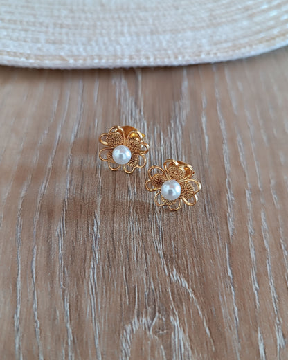 Topos mini trébol con perla