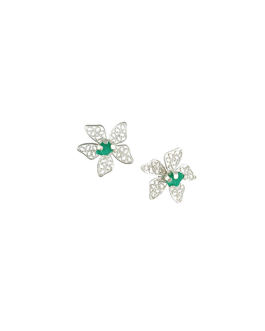 Aretes Filigrana plata de ley 950 con esmeralda  Azucena