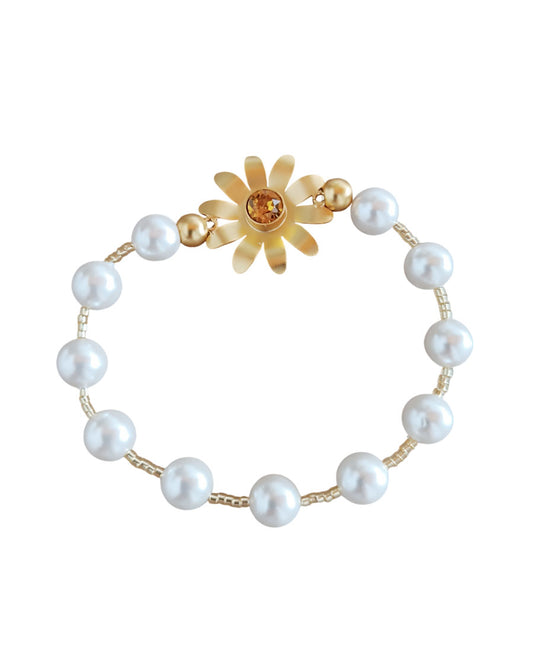 Pulsera de perlas Shell y flor Margarita con cristal