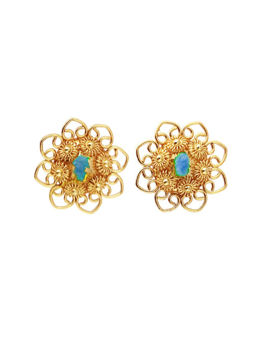 Aretes filigrana con tomatillos y esmeralda