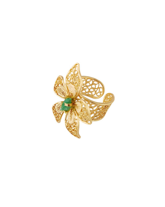 Anillo en filigrana con esmeralda, Acacias