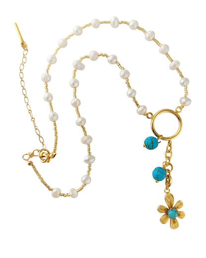 Collar de perlas y colgantes turquesa, River