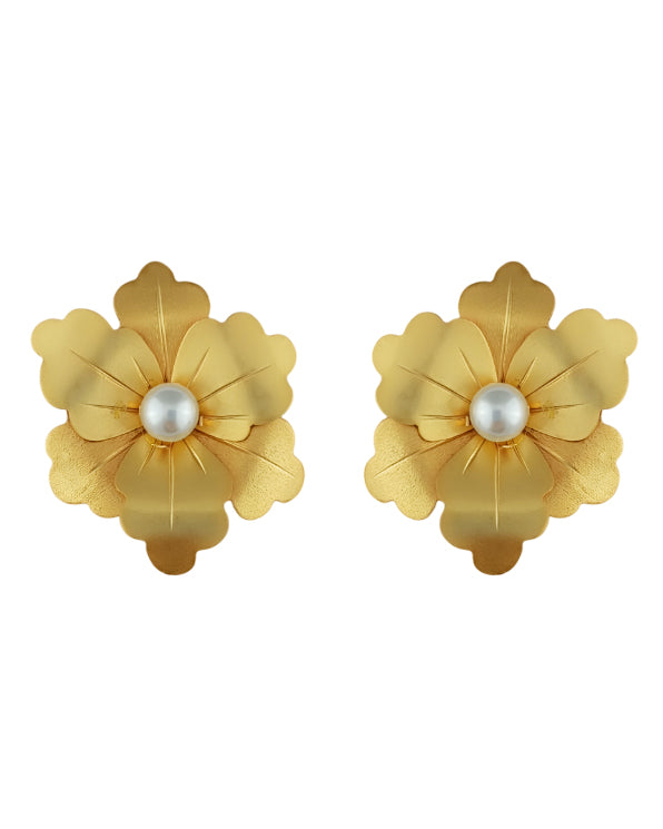 Aretes Topos Dayana dorados mate con perla