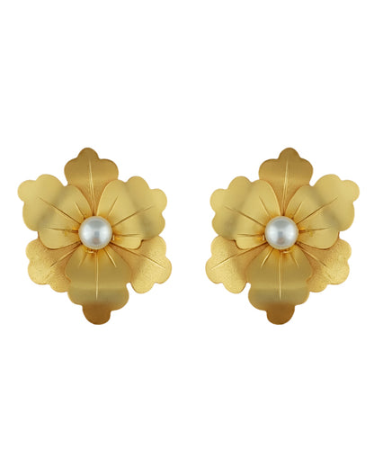 Aretes Topos Dayana dorados mate con perla