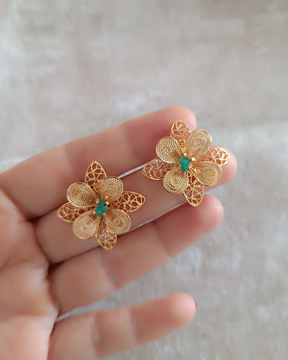 Aretes filigrana y esmeralda,  Nacira