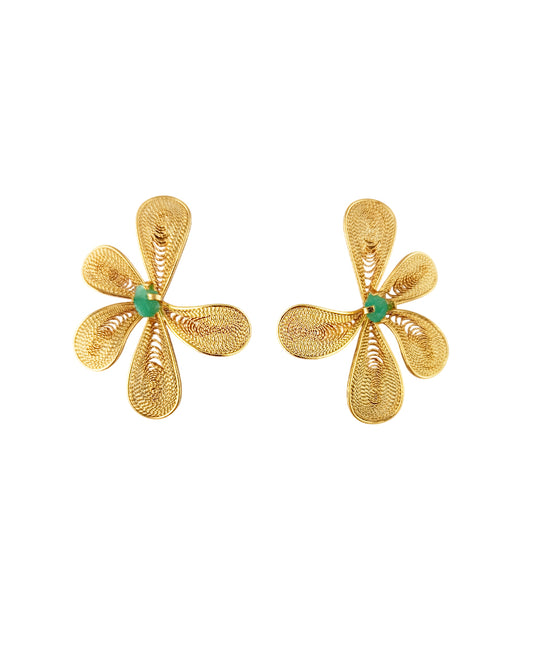 Aretes filigrana Ximena, con esmeralda