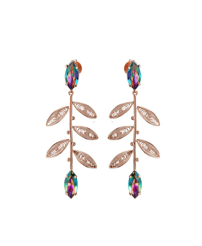 Aretes largos cristal y hojas, Titina