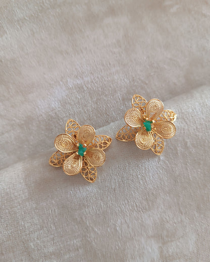 Aretes filigrana y esmeralda,  Nacira