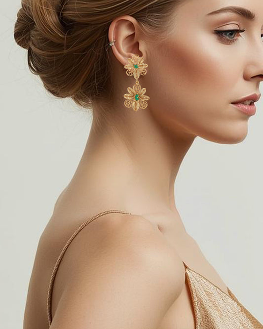 Aretes doble flor, Katheryn