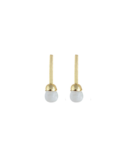 Aretes en bronce y cuarzo cristal, Fernanda