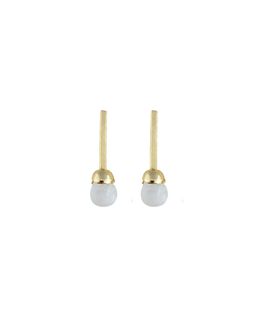 Aretes en bronce y cuarzo cristal, Fernanda