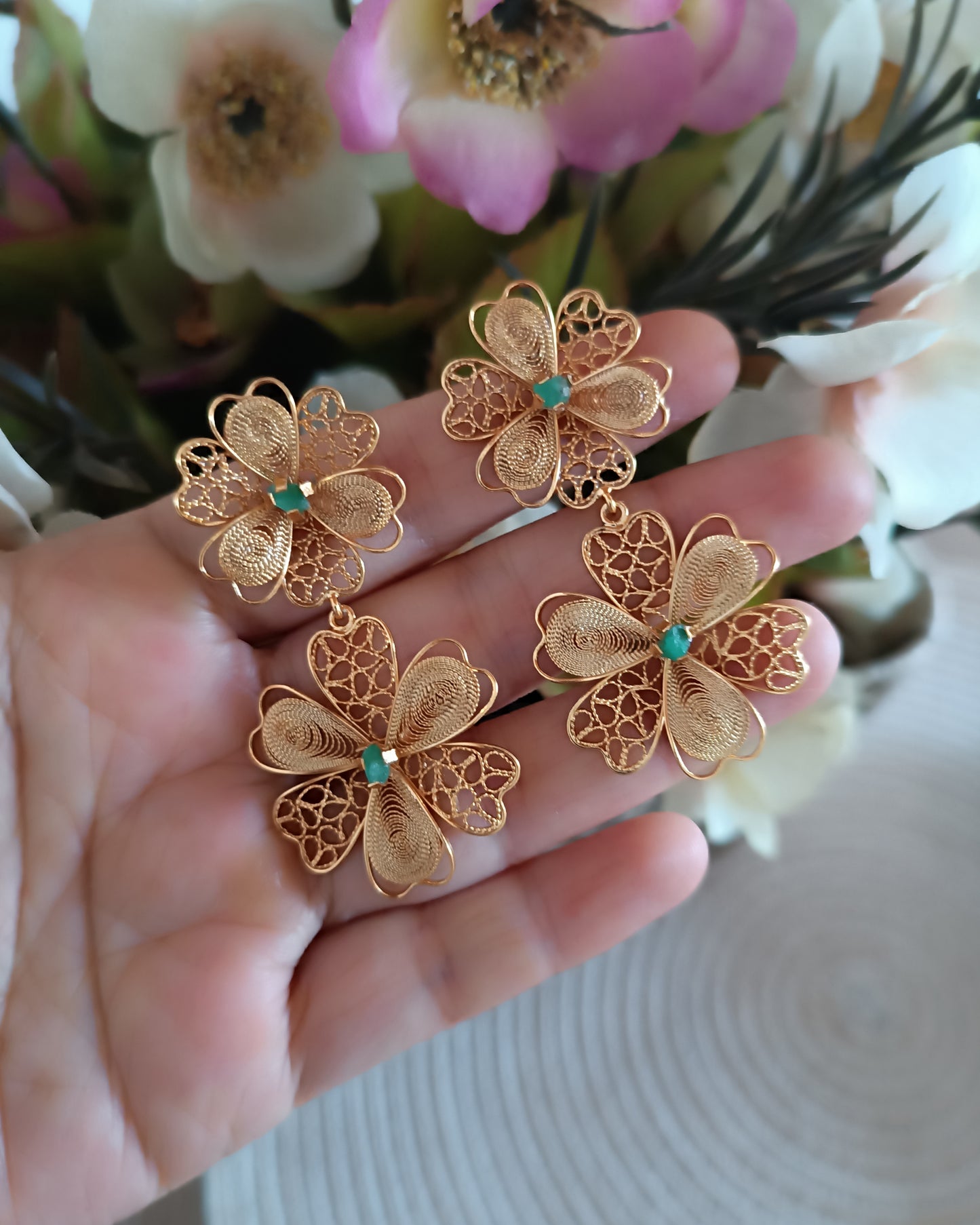 Aretes doble flor, Barbara
