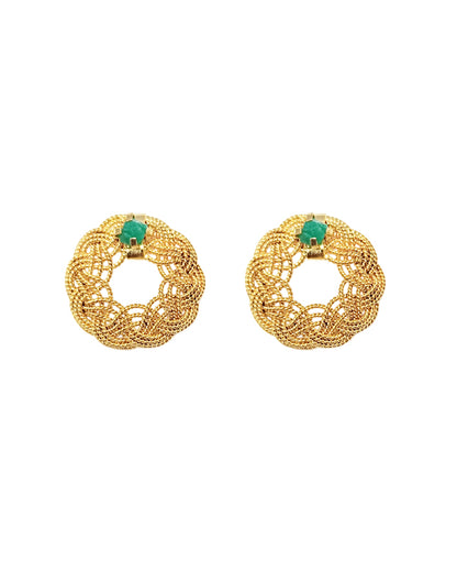 Aretes trenzado redondos con esmeralda, Clara