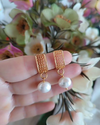 Candongas en filigrana con perla , Neli