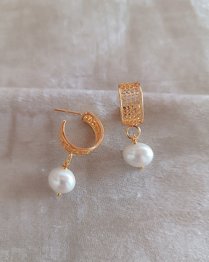 Candongas en filigrana con perla , Neli