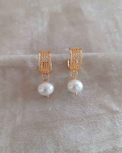 Candongas en filigrana con perla , Neli