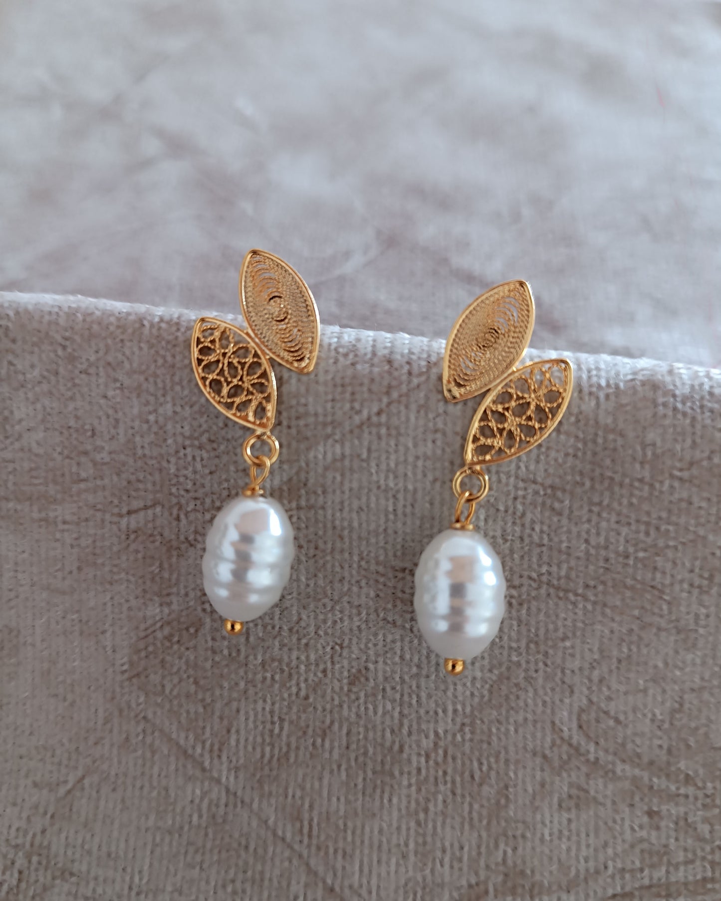 Aretes filigrana y perla Anastasia