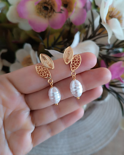 Aretes filigrana y perla Anastasia