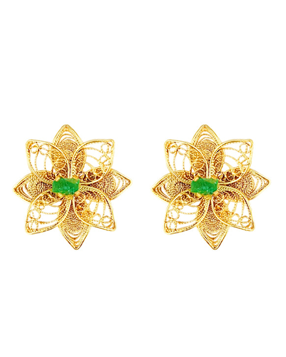 Aretes Topos filigrana doble flor Mila