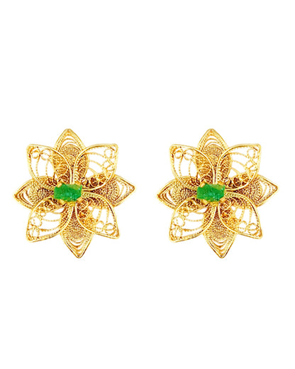 Aretes Topos filigrana doble flor Mila