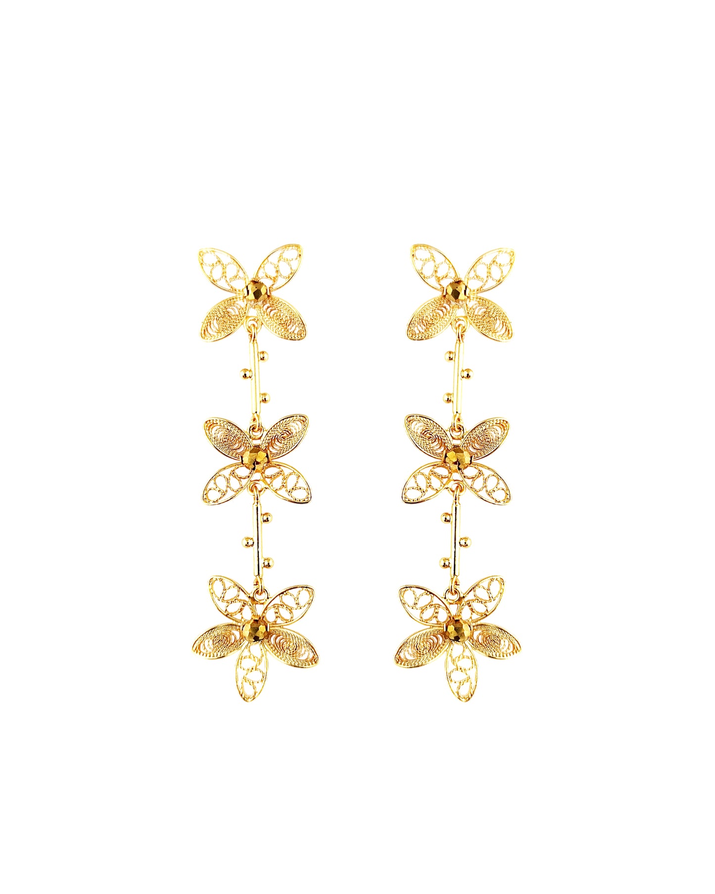 Aretes filigrana tres flores Berenice