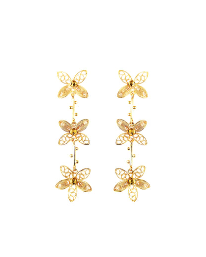 Aretes filigrana tres flores Berenice