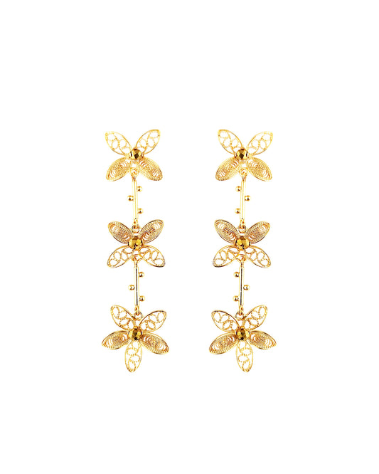Aretes filigrana tres flores Berenice