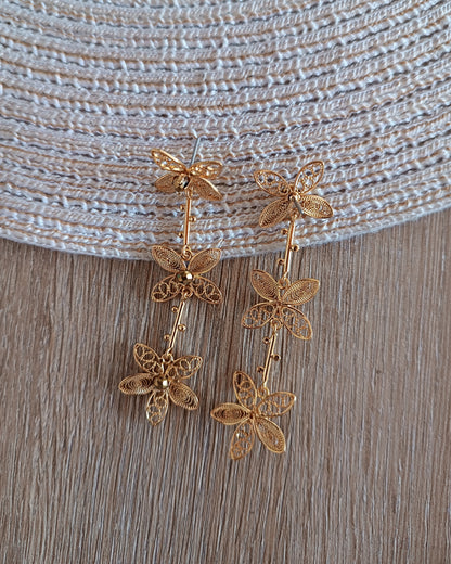 Aretes filigrana tres flores Berenice