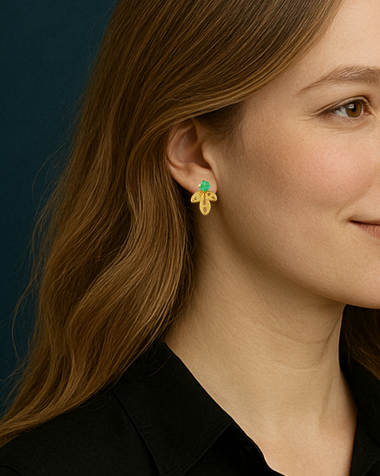 ARETES MINI EN FILIGRANA CON ESMERALDA TIFANY