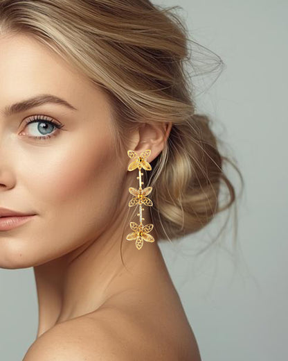 Aretes filigrana tres flores Berenice