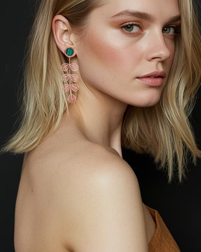 Aretes largos filigrana Hada malaquita