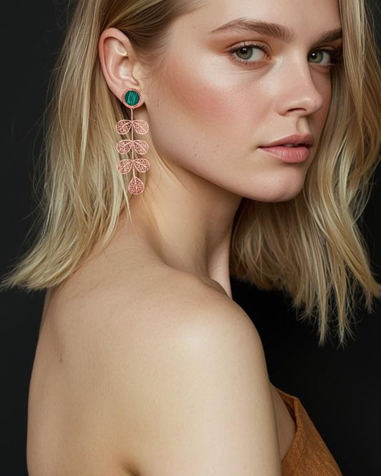 Aretes largos filigrana Hada malaquita