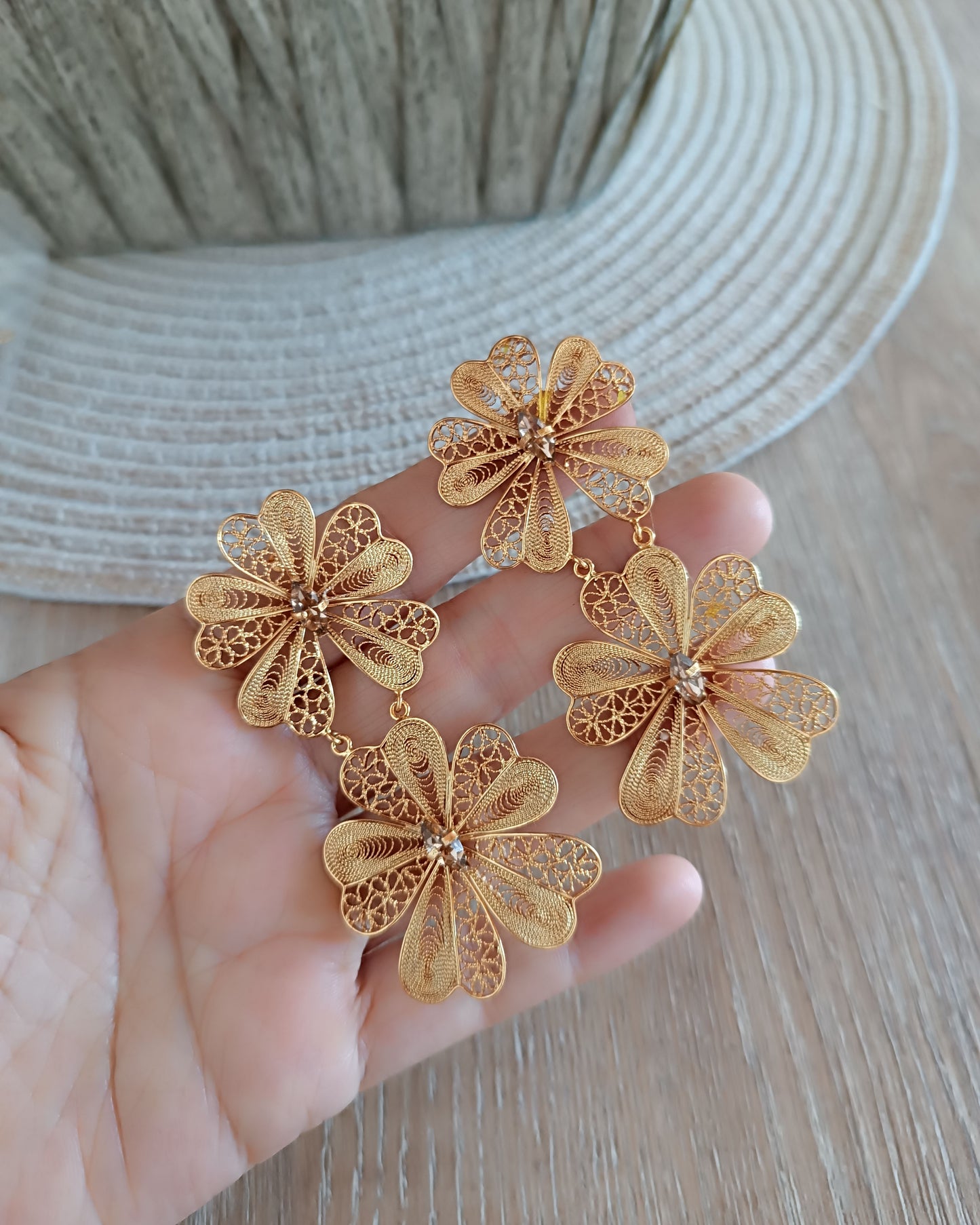 Aretes doble flor Chiara