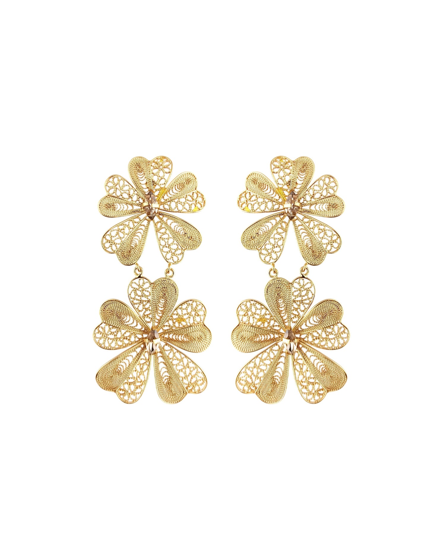 Aretes doble flor Chiara