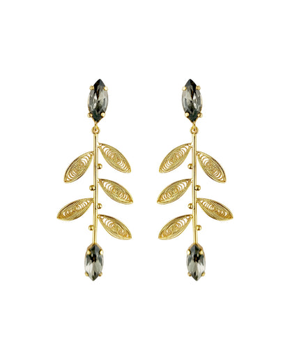 Aretes largos cristal y hojas, Titina