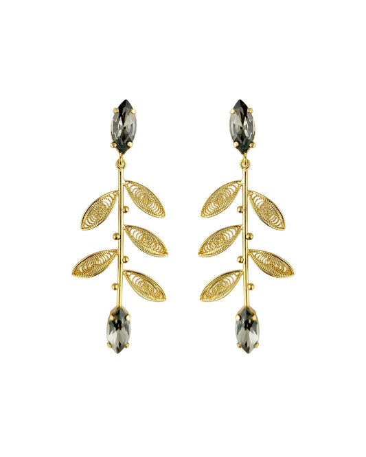 Aretes largos cristal y hojas, Titina