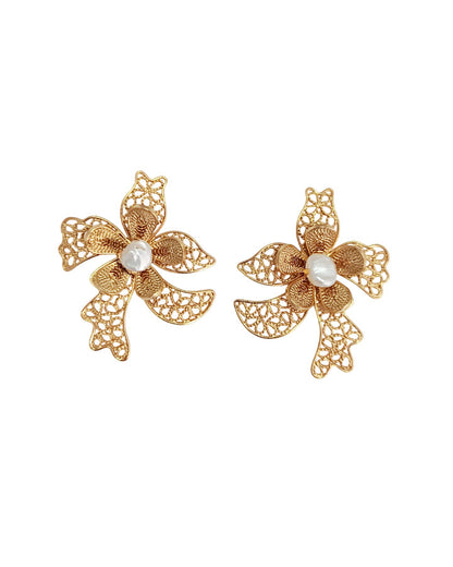 Aretes en filigrana orquídea y perla