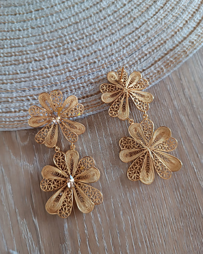 Aretes doble flor Chiara