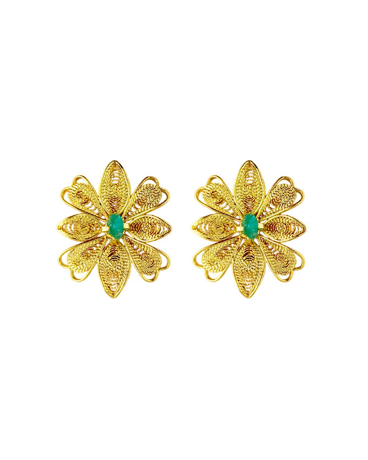 Aretes en filigrana con esmeralda, Antony