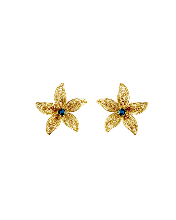 Aretes filigrana y cristal azul, Estrella de mar