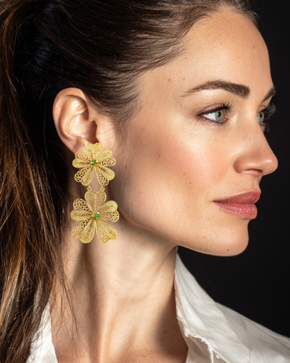Aretes doble flor Chiara