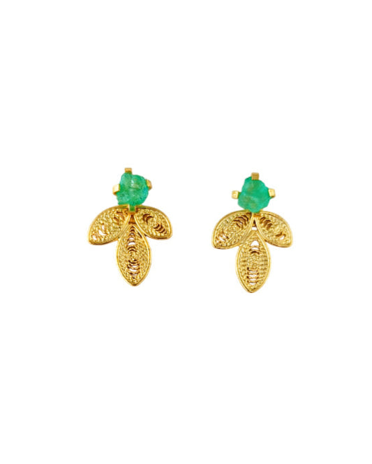 ARETES MINI EN FILIGRANA CON ESMERALDA TIFANY