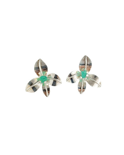 Aretes plata de ley 950 y esmeralda Alessia