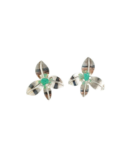 Aretes plata de ley 950 y esmeralda Alessia
