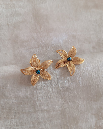 Aretes filigrana y cristal azul, Estrella de mar