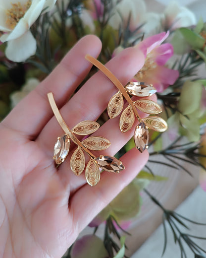 Aretes en filigrana con cristales, Candelaria