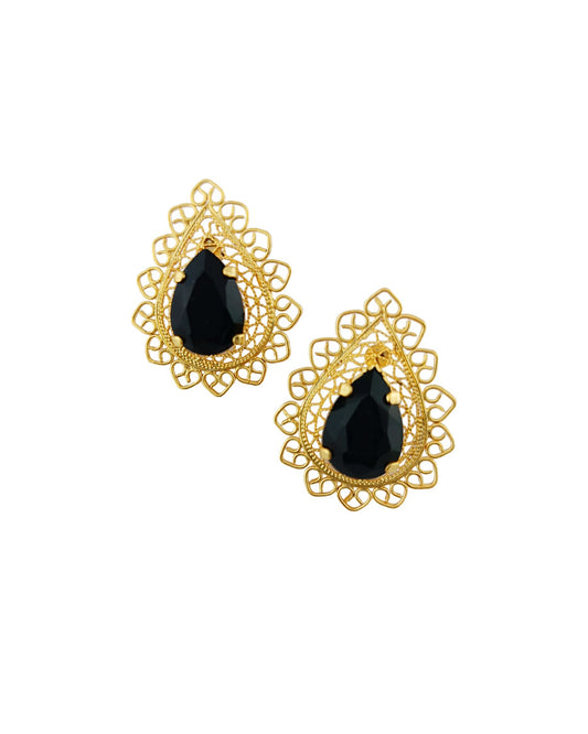 Aretes Topos filigrana Gotas negras